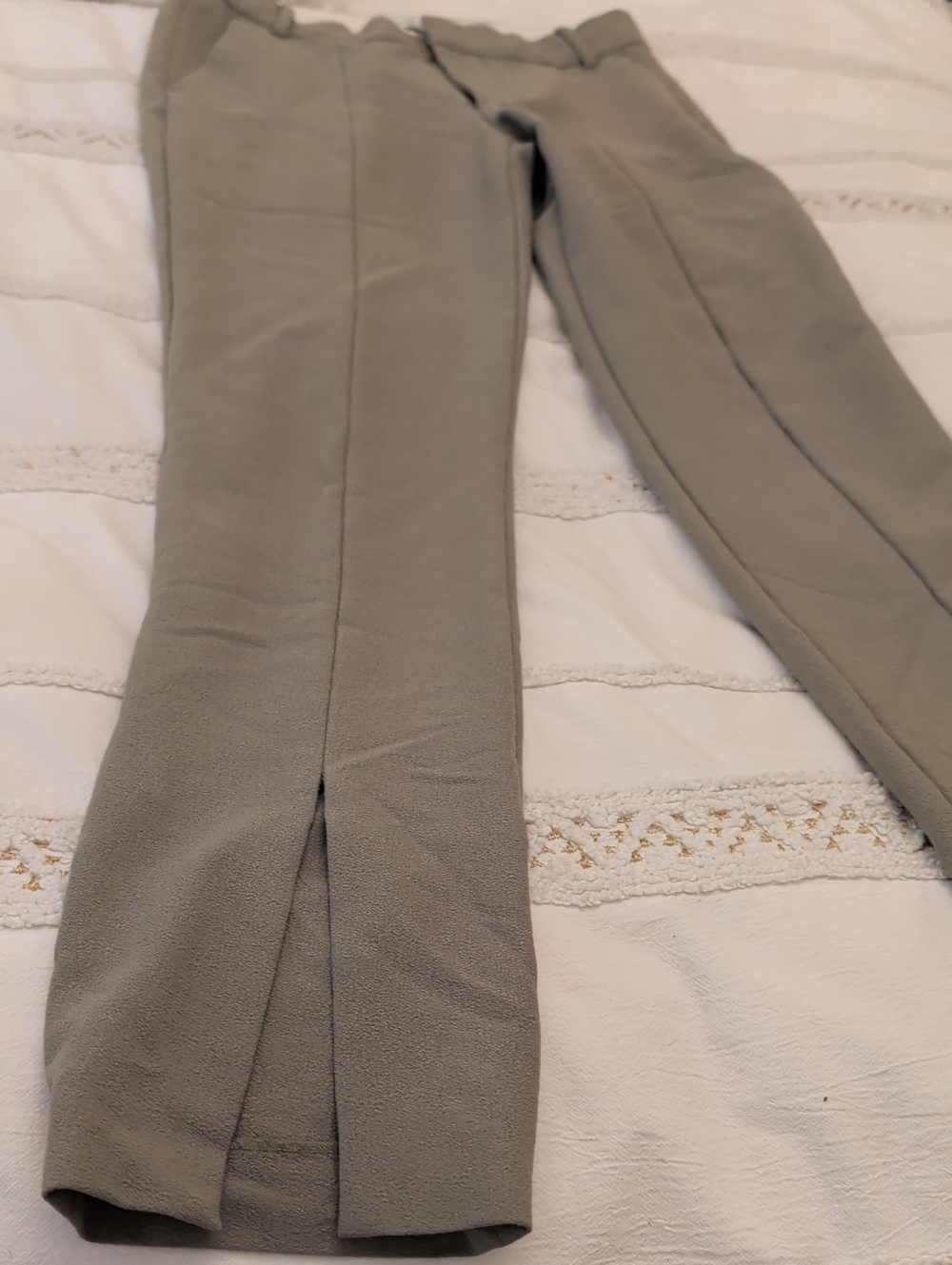 Zara Straight-Leg Ponte Pants in Sage Green